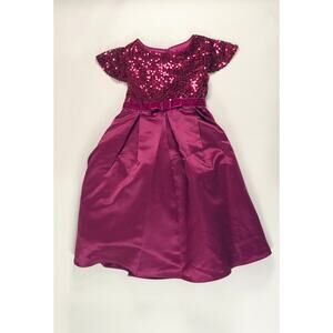 DORISSA GIRLS PURPLE SEQUENCE SATIN GOWN SIZE 5